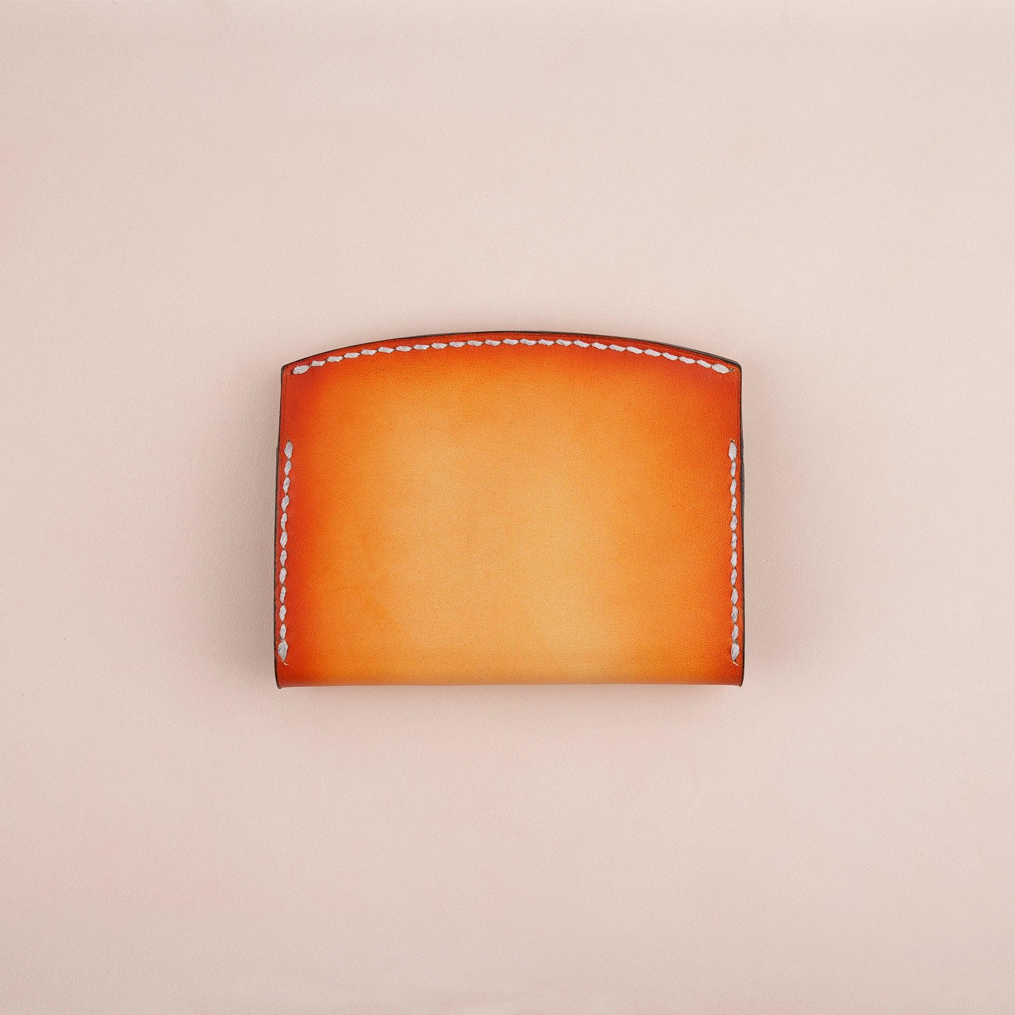 Patina Orange Card Pouch Leather Wallet Small - WildandKing