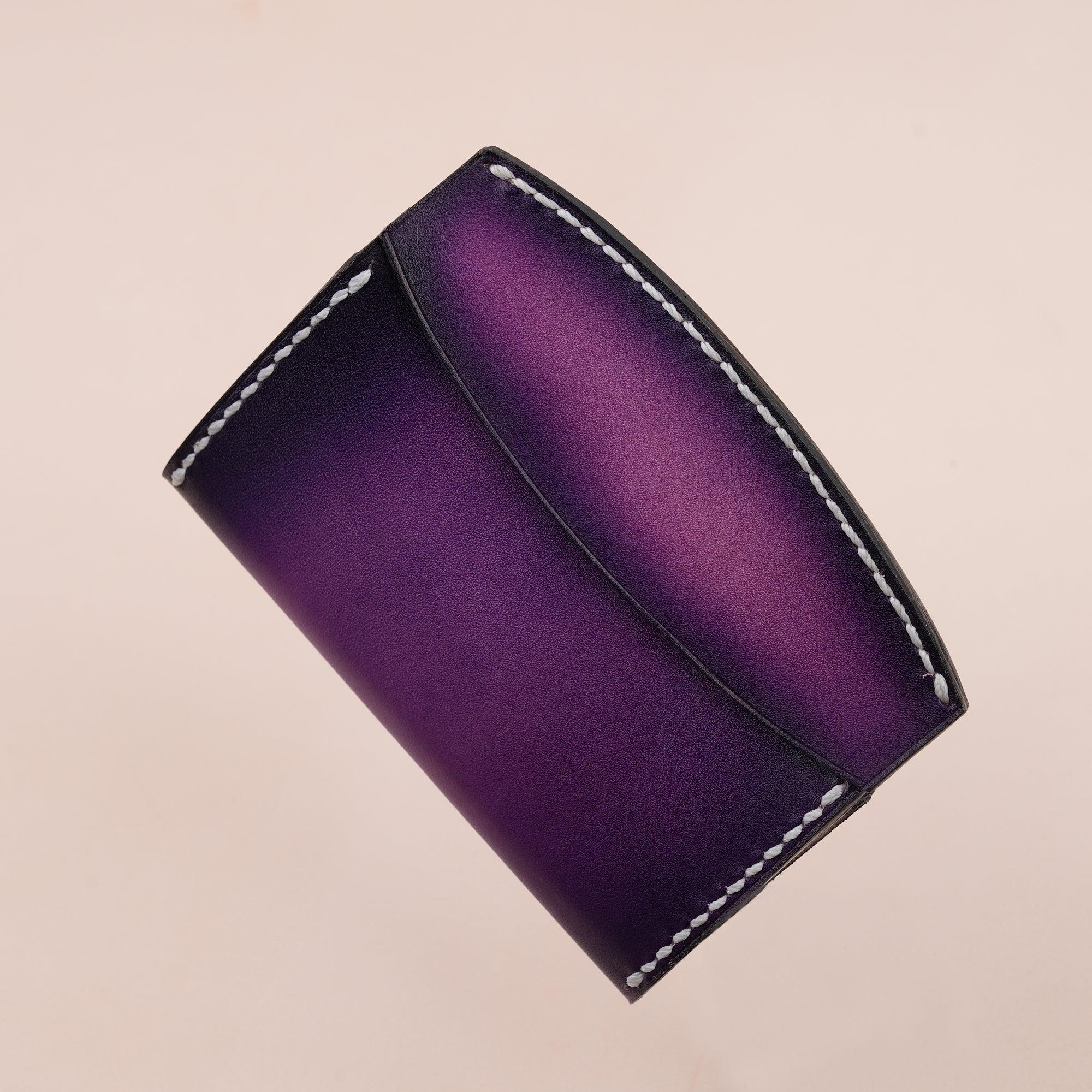 Patina Purple Card Pouch Leather Wallet Small - WildandKing