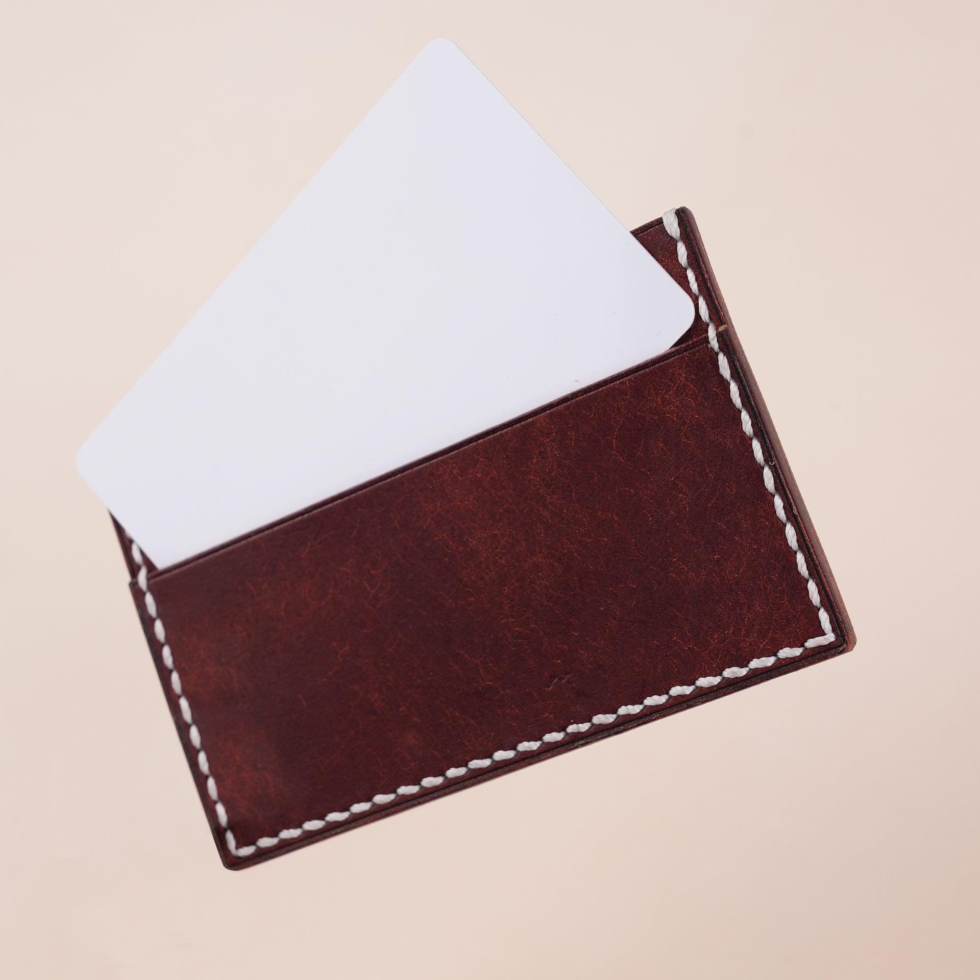 Burgundy Pueblo Leather Slim Card Holder - WildandKing