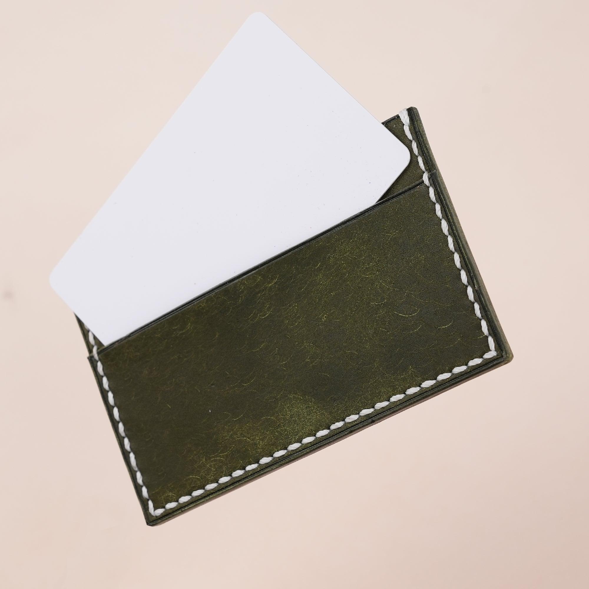 Green Pueblo Leather Slim Card Holder - WildandKing