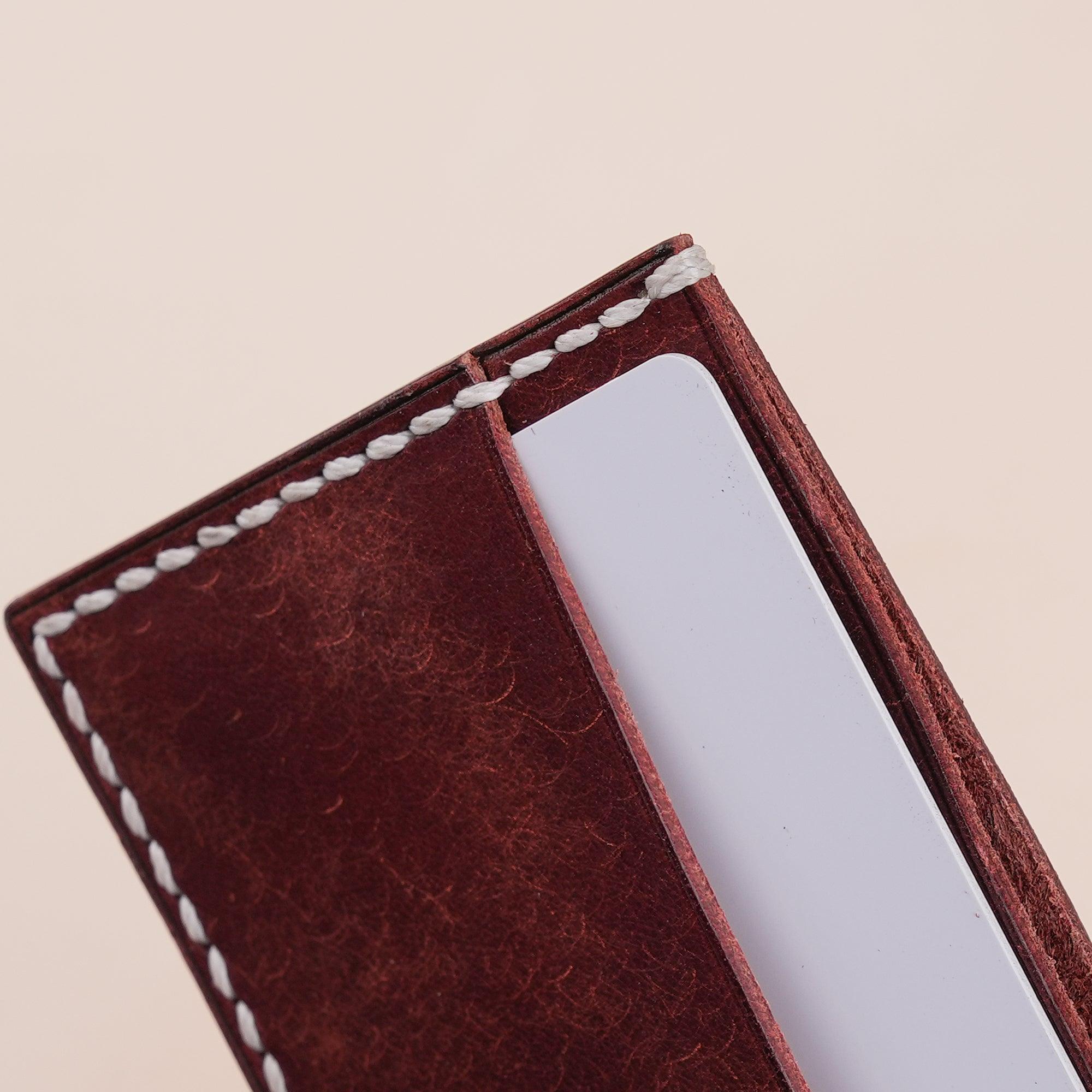 Burgundy Pueblo Leather Slim Card Holder - WildandKing