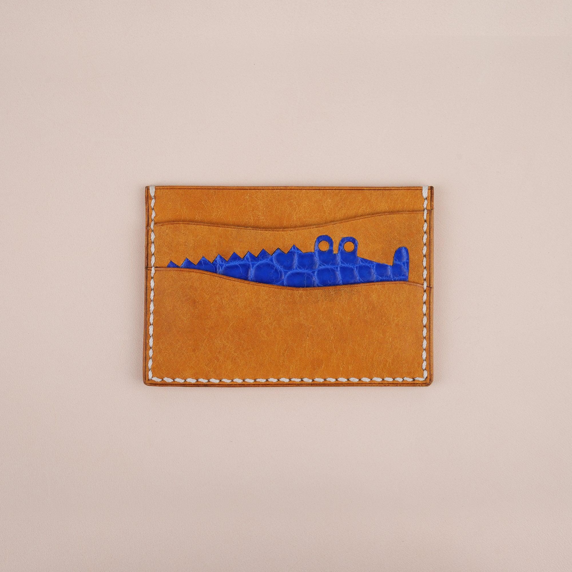 Golden Pueblo Leather Minimalist Card Holder Alligator Stupid - WildandKing