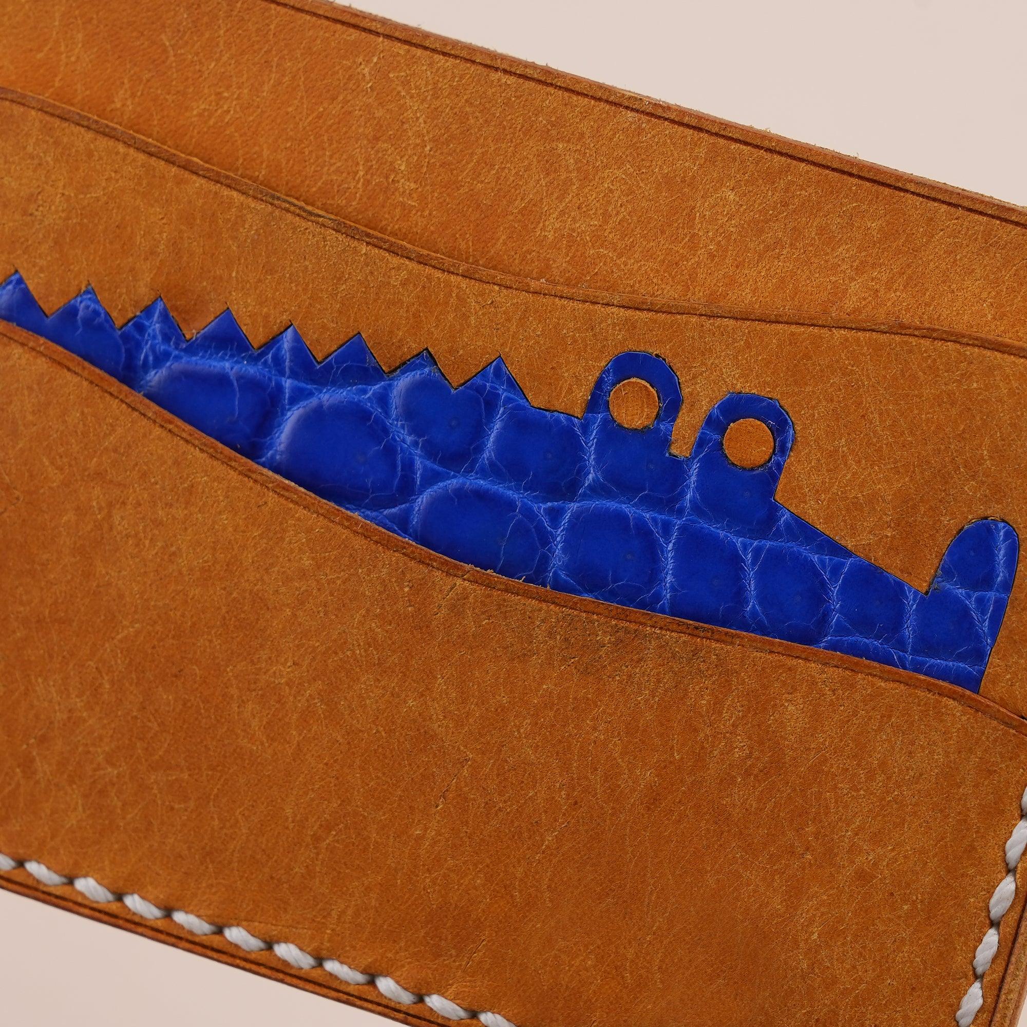 Golden Pueblo Leather Minimalist Card Holder Alligator Stupid - WildandKing