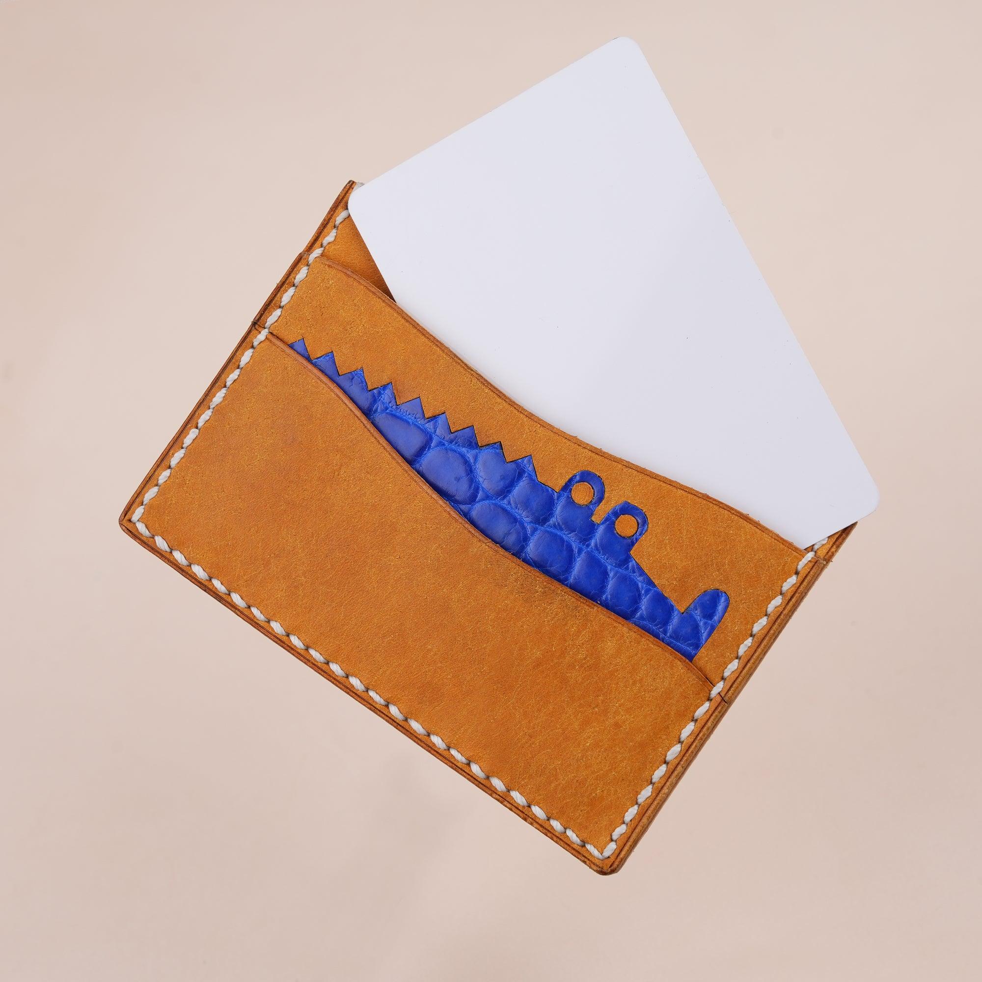 Golden Pueblo Leather Minimalist Card Holder Alligator Stupid - WildandKing