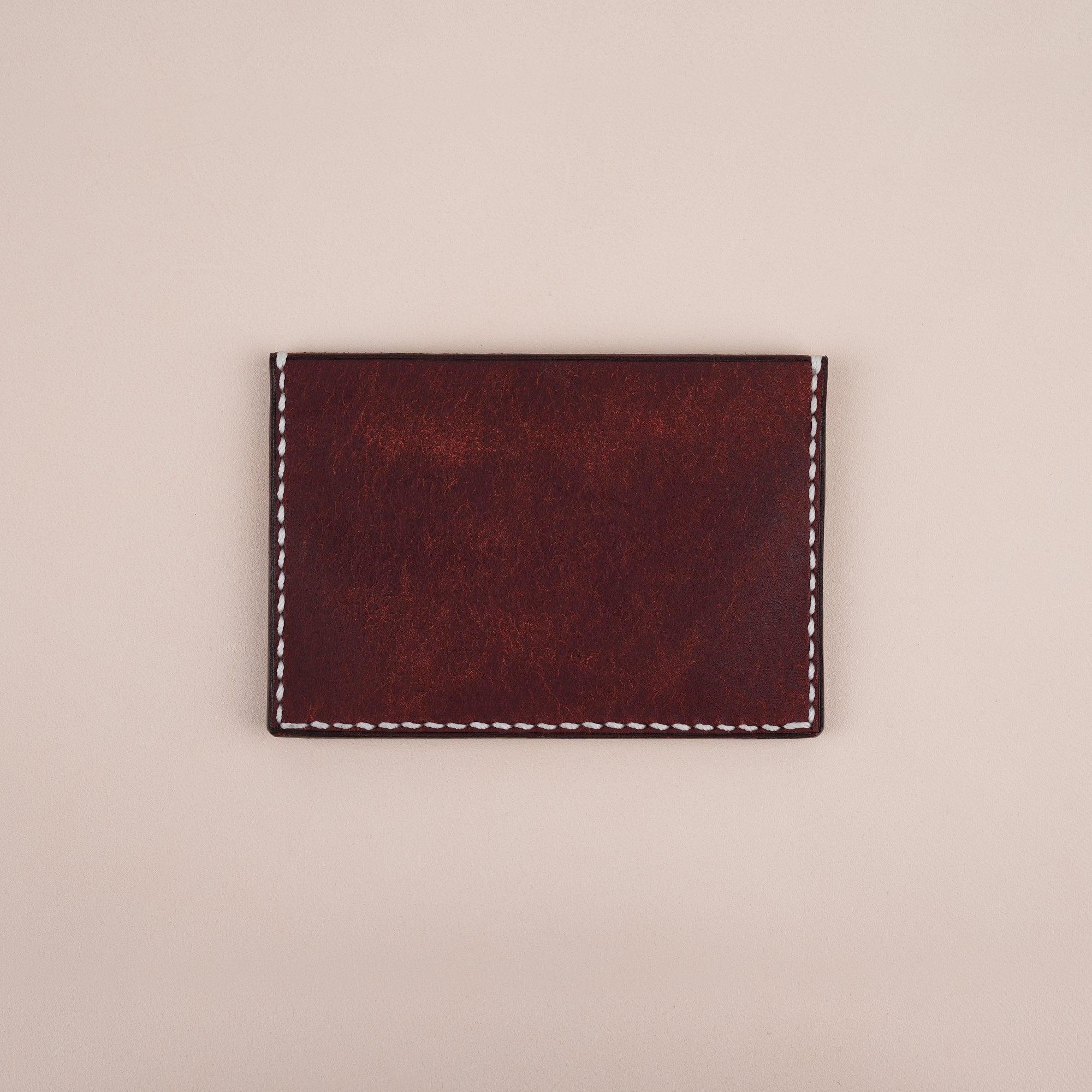 Burgundy Pueblo Leather Minimalist Card Holder Alligator Stupid - WildandKing