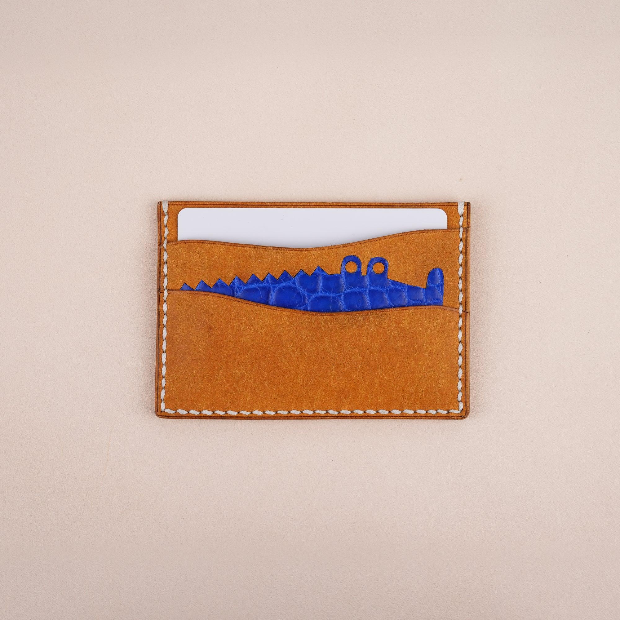 Golden Pueblo Leather Minimalist Card Holder Alligator Stupid - WildandKing