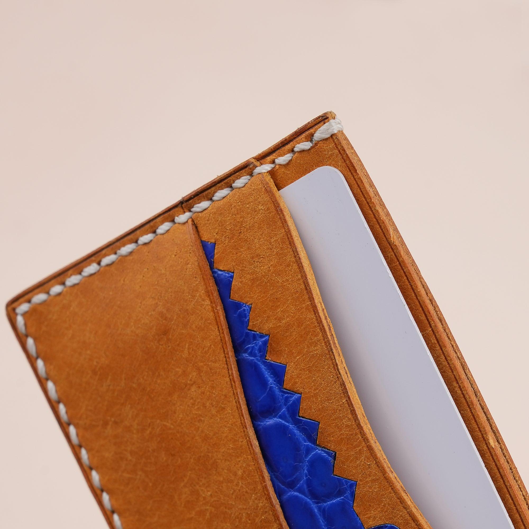 Golden Pueblo Leather Minimalist Card Holder Alligator Stupid - WildandKing