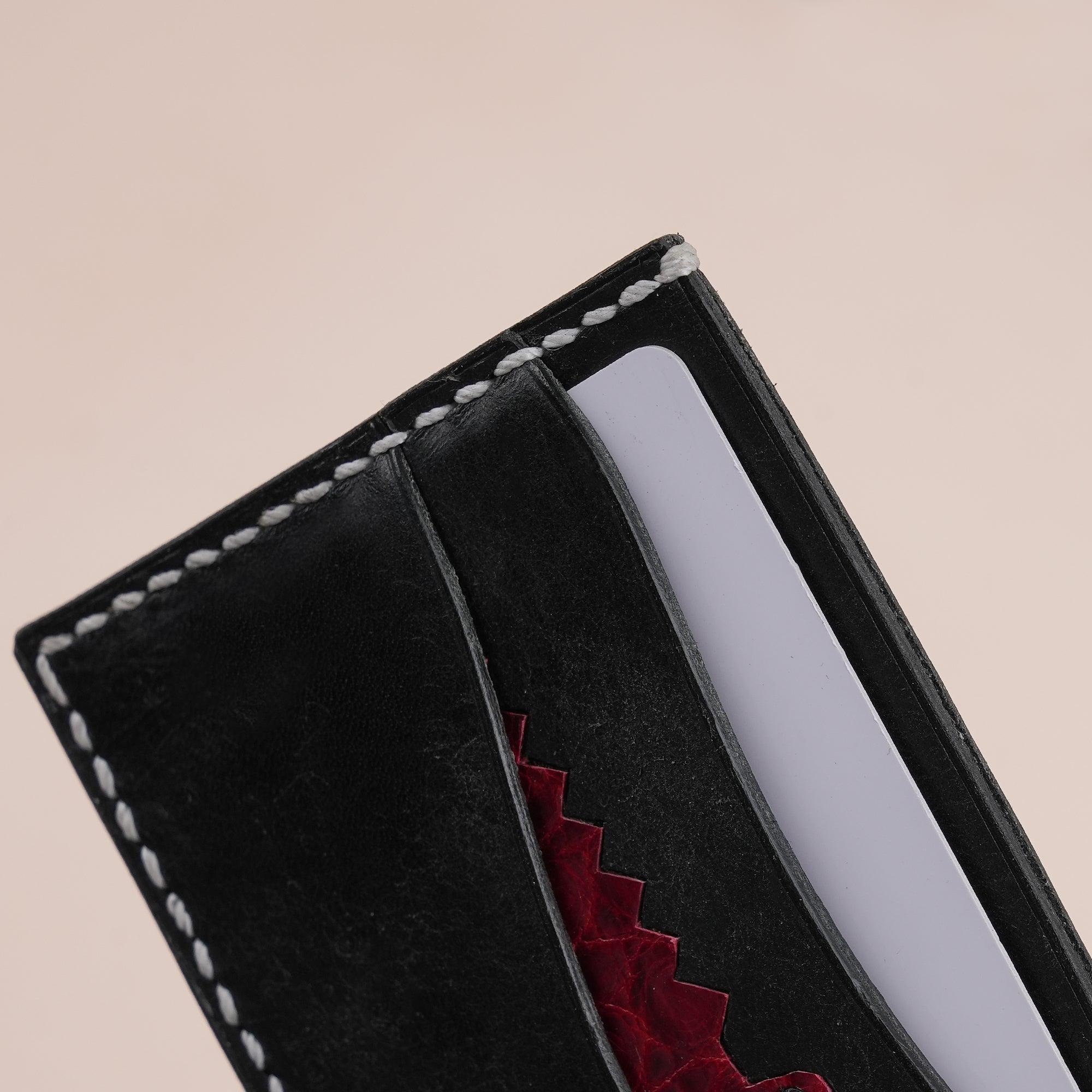 Black Pueblo Leather Minimalist Card Holder Alligator Stupid - WildandKing