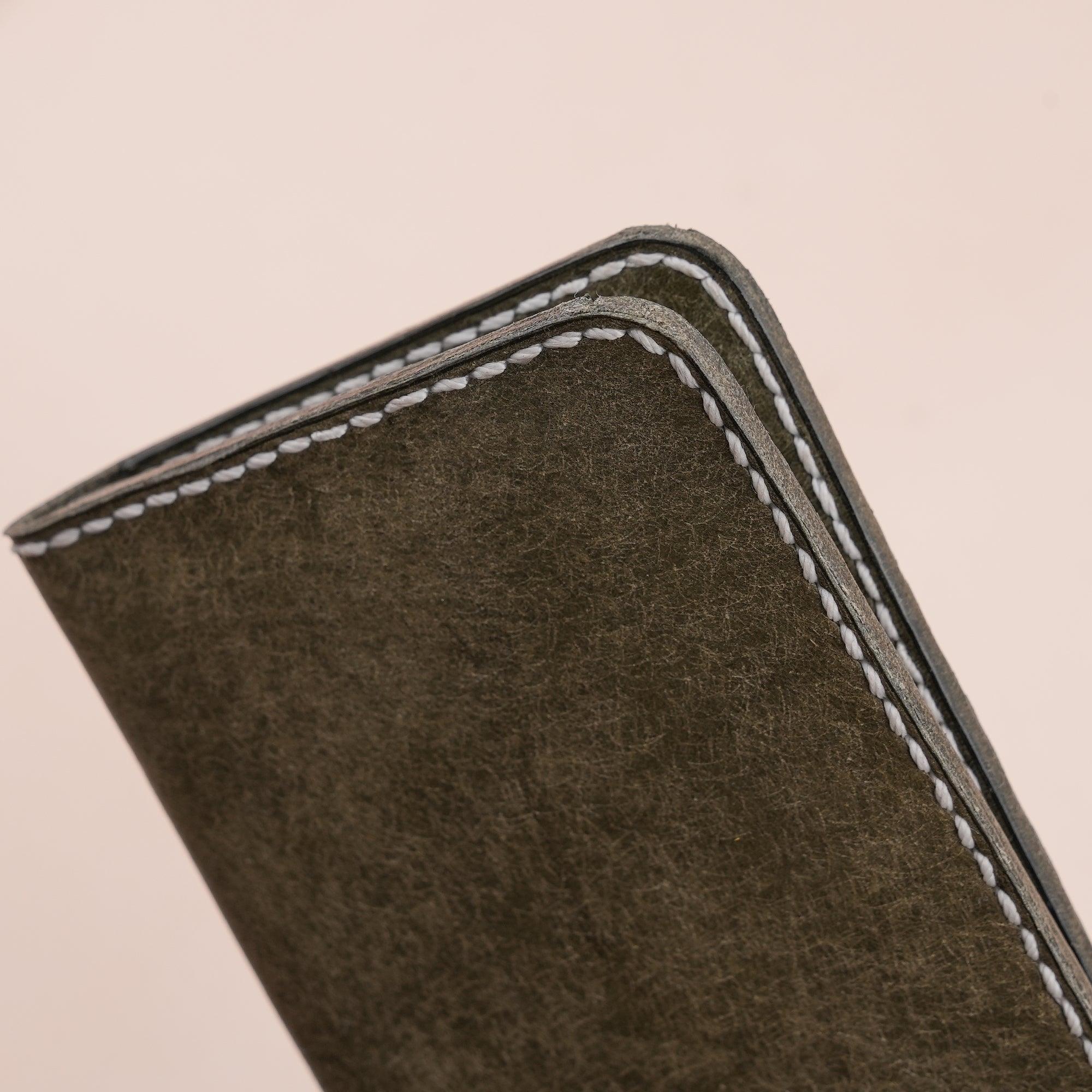 Moss Pueblo Leather Slim Bifold Card Wallet - WildandKing
