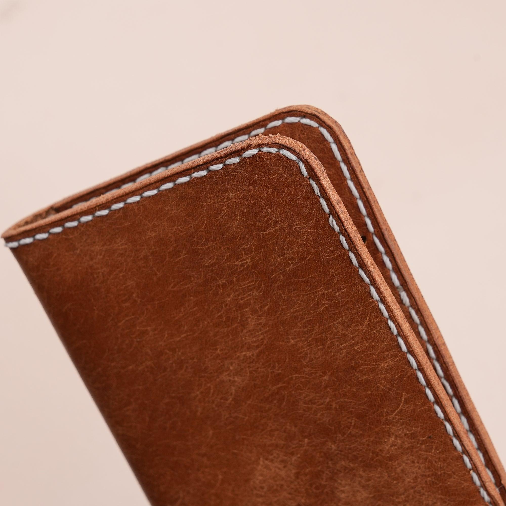 Brown Pueblo Leather Slim Bifold Card Wallet - WildandKing