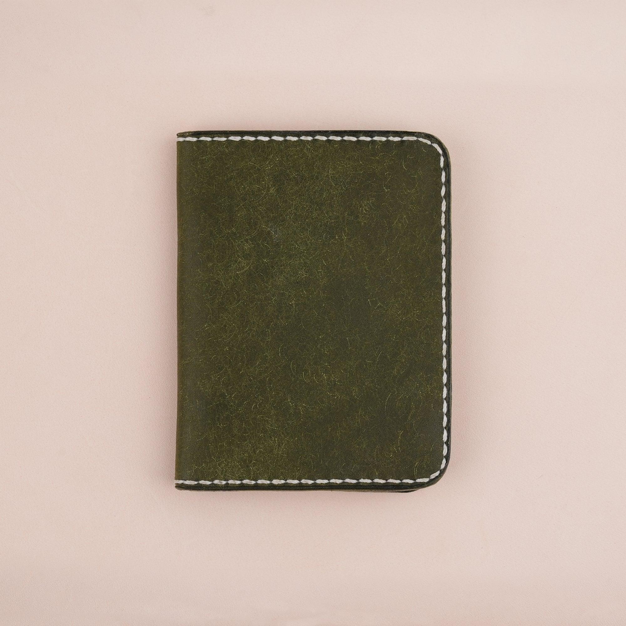 Green Pueblo Leather Slim Bifold Card Wallet - WildandKing