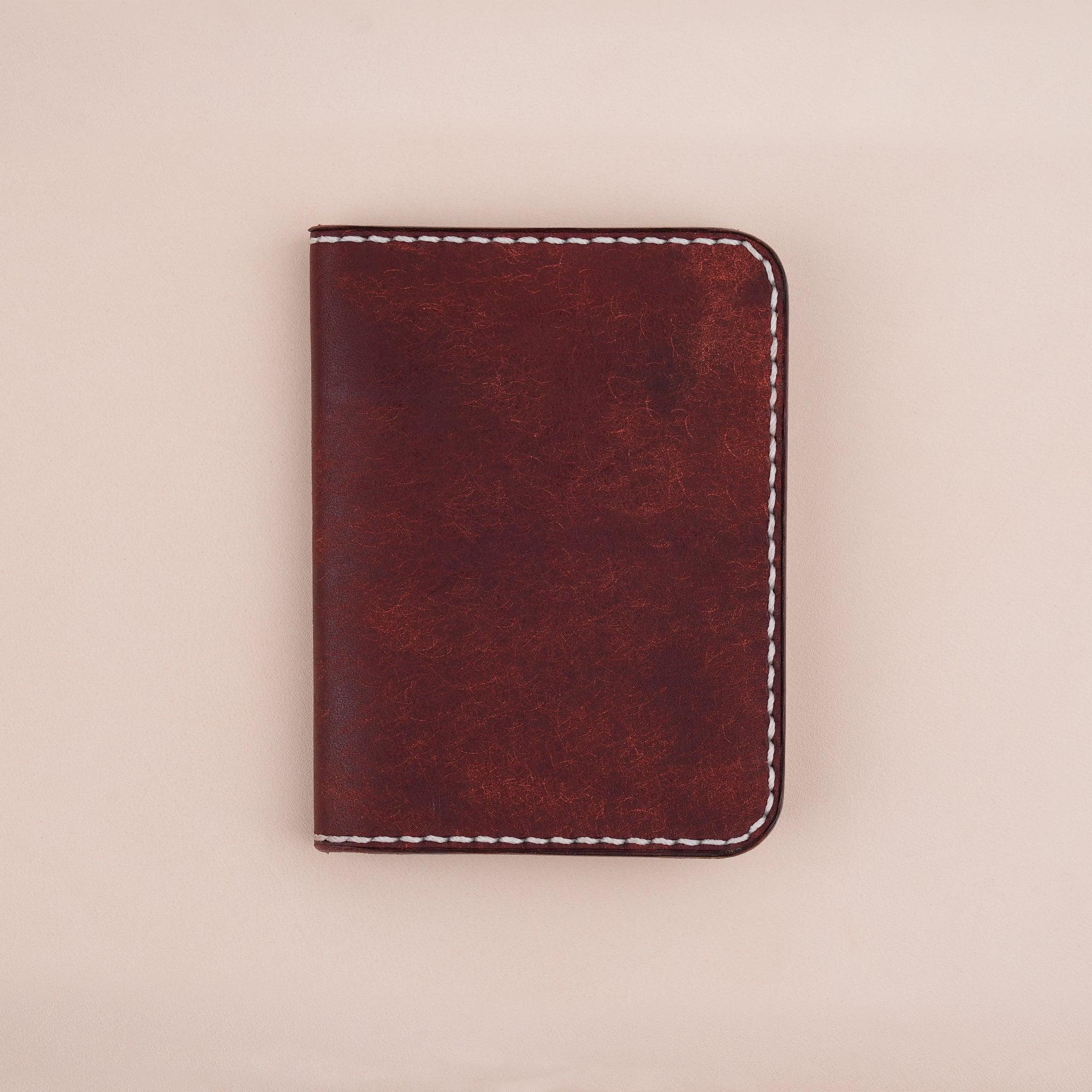 Burgundy Pueblo Leather Slim Bifold Card Wallet - WildandKing