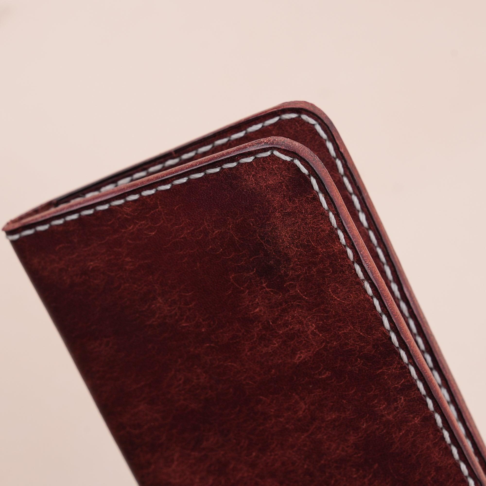 Burgundy Pueblo Leather Slim Bifold Card Wallet - WildandKing