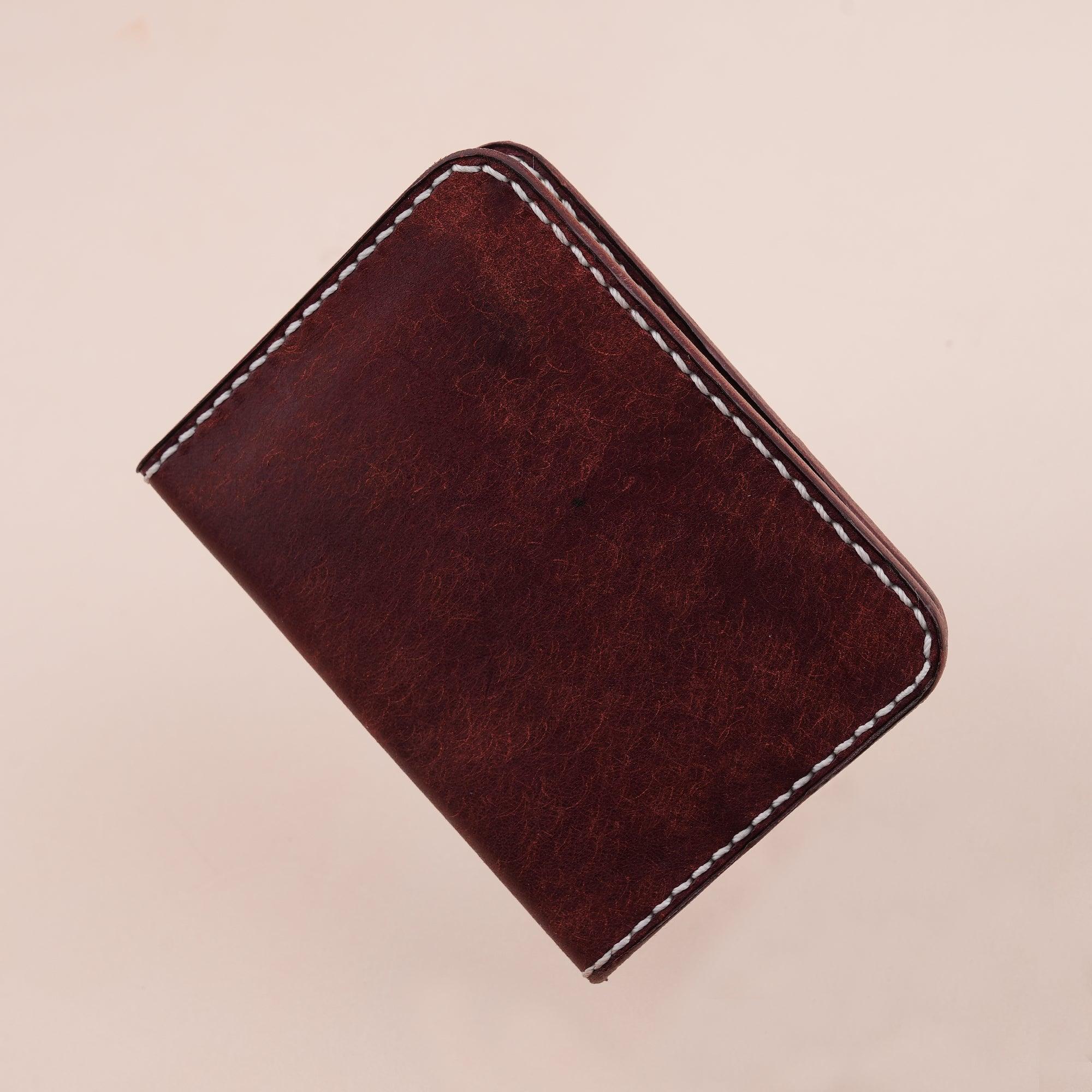 Burgundy Pueblo Leather Slim Bifold Card Wallet - WildandKing