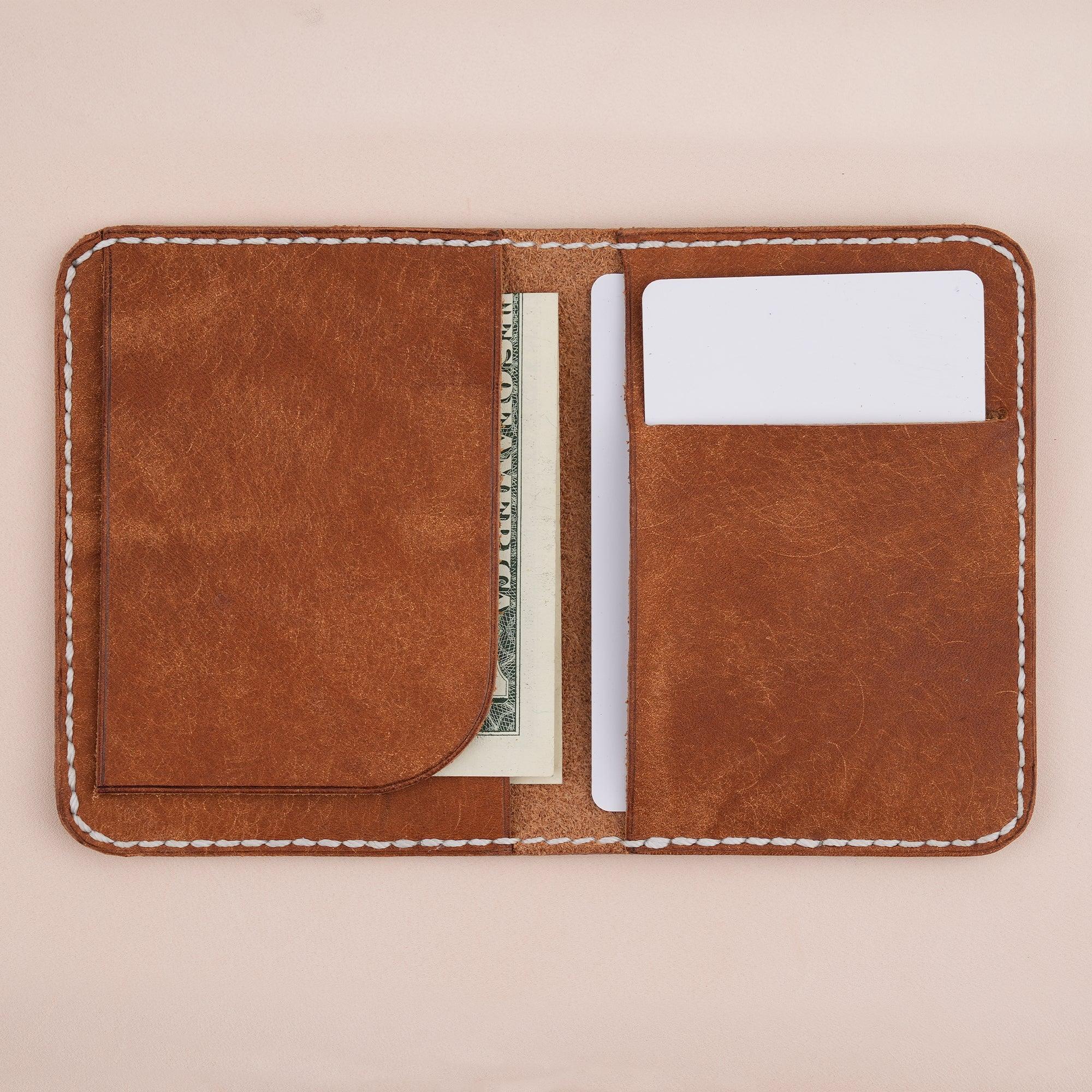 Brown Pueblo Leather Slim Bifold Card Wallet - WildandKing