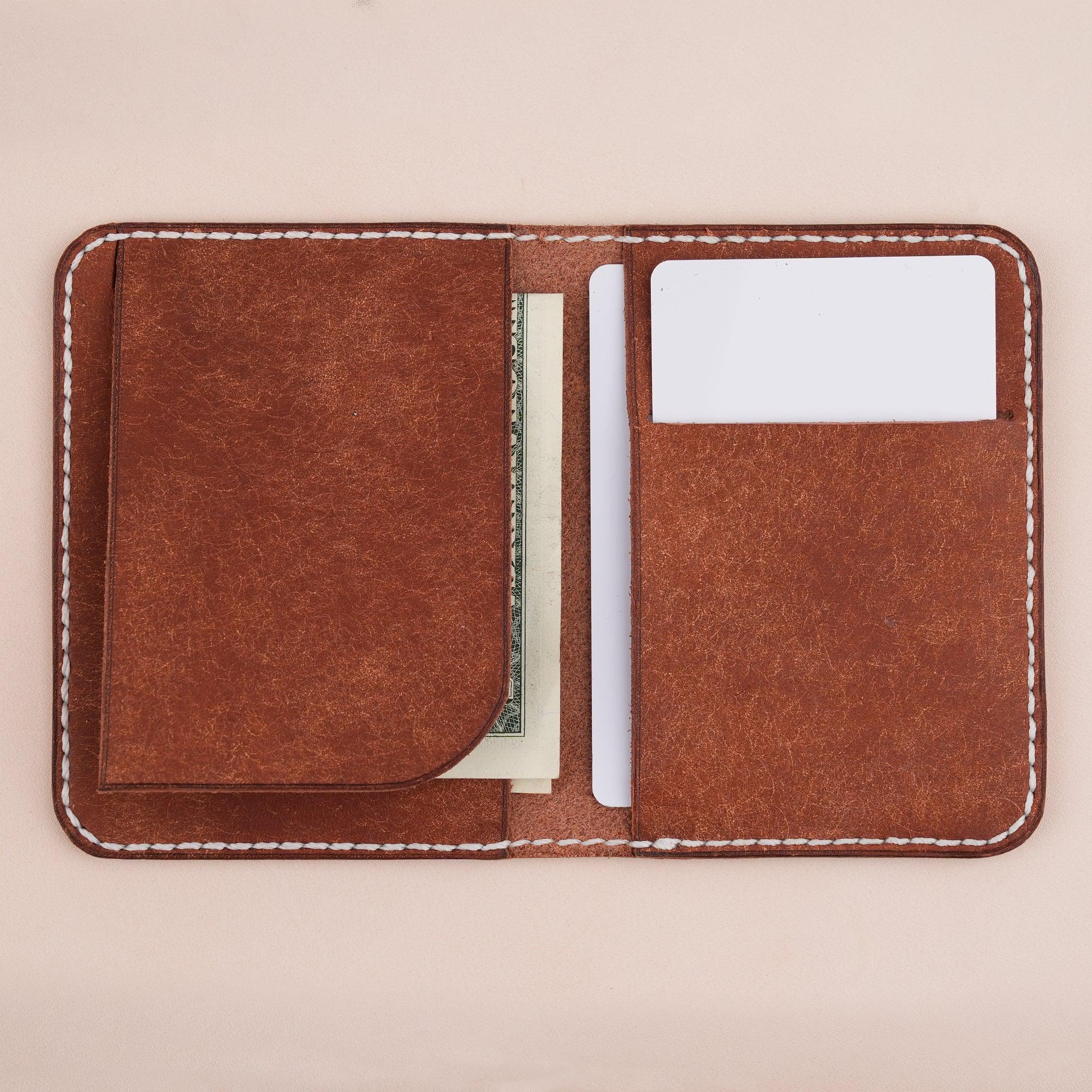 Orange Pueblo Leather Slim Bifold Card Wallet - WildandKing