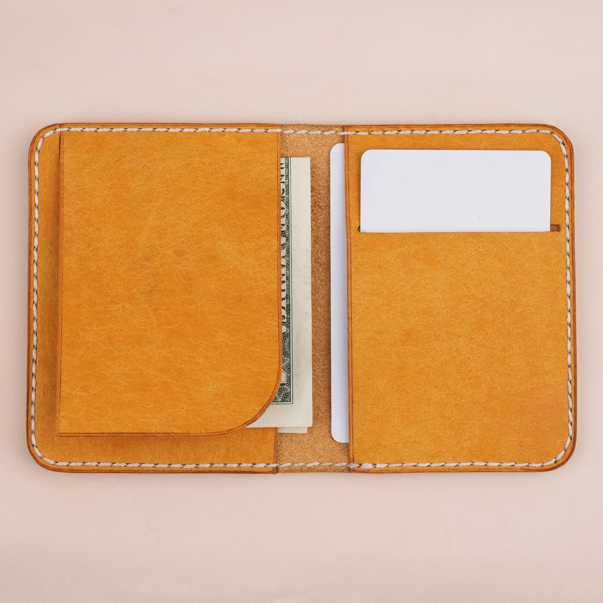 Yellow Pueblo Leather Slim Bifold Card Wallet - WildandKing