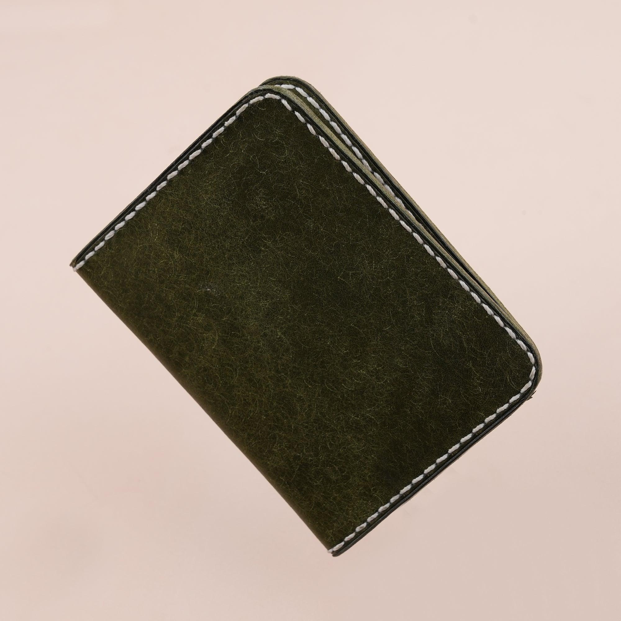 Green Pueblo Leather Slim Bifold Card Wallet - WildandKing